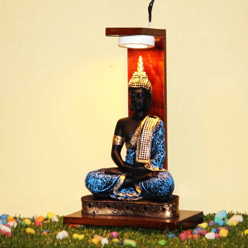 Multicolor Lamp With Buddha Statue