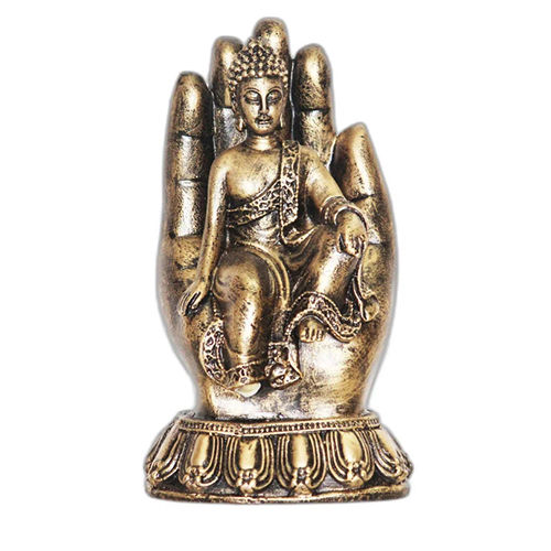 Multicolor Hand Palm Golden Buddha Statue