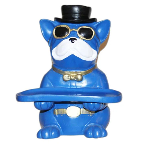 Handicraft Resin Blue Dog Tray Statue