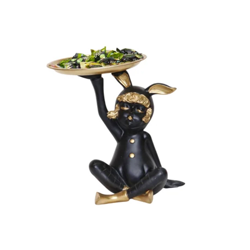 Resin Cute Girl Platter Statue