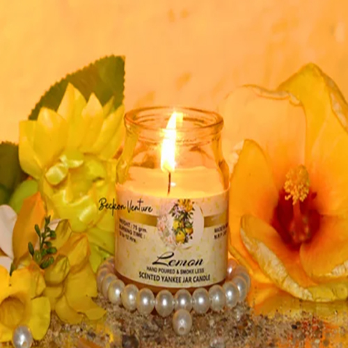 Lemon Scented Glass Jar Candles