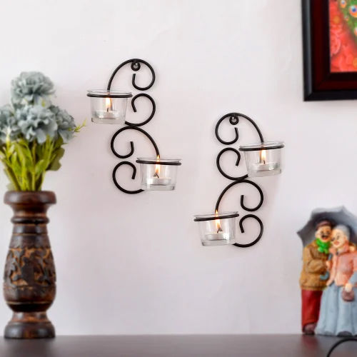 Polishing Decoration Wall Mount Tealight Candle Holder For Home Decoration Iron Candle Holder