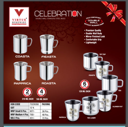 CELEBRATION VIRTUE HOMEWARE STAINLESS STEEL MUGS