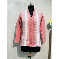 Wool 555-bs -vn Pink And White Hair Front Free Size Woolen Cardigan