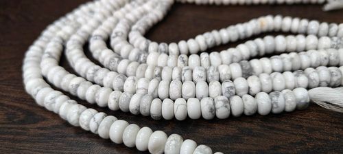 Natural Howlite White Rondelle Plain 8mm Beads Sold per Strand 8 Inches Long