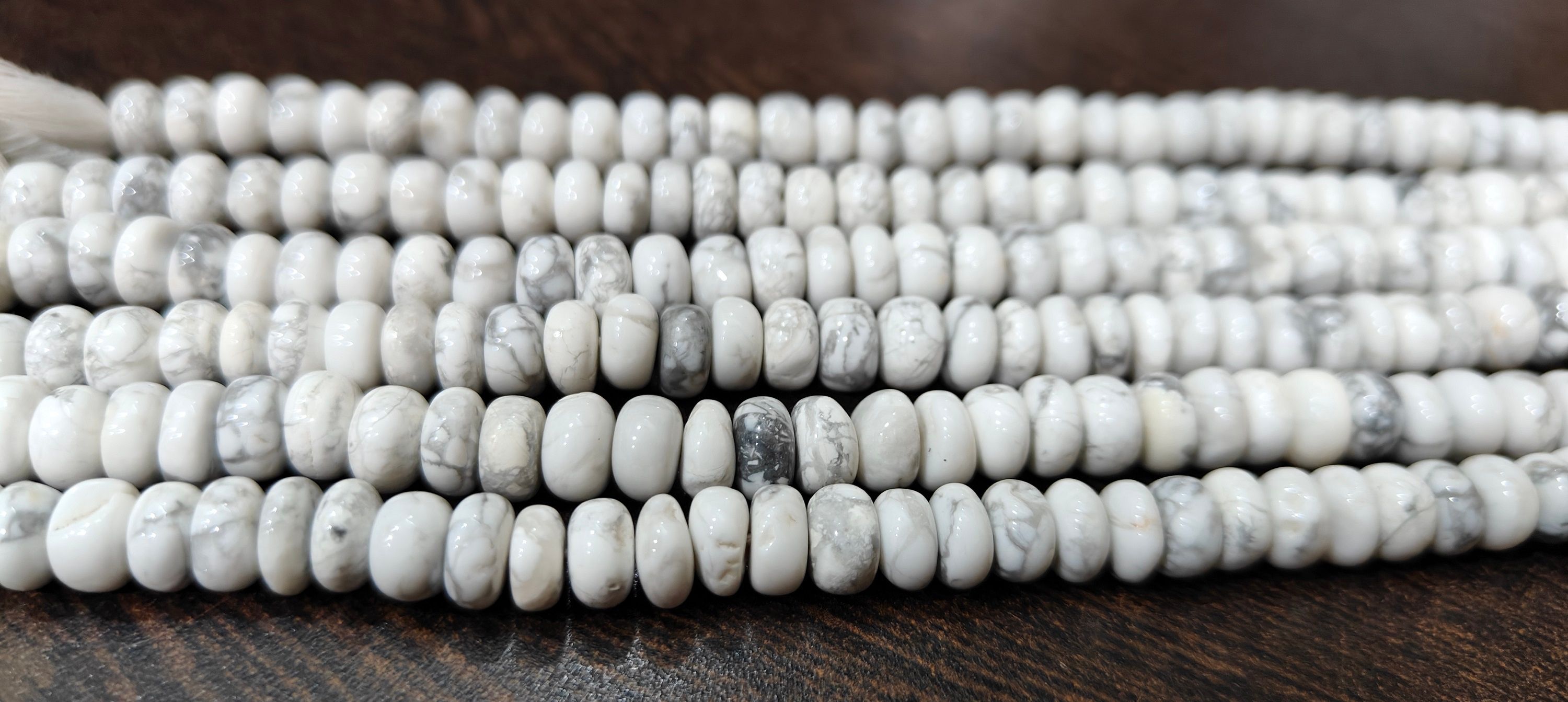 Natural Howlite White Rondelle Plain 8mm Beads Sold per Strand 8 Inches Long