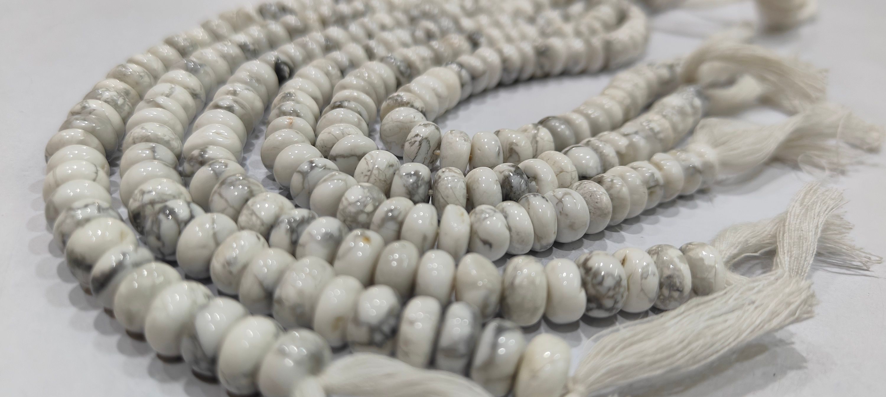 Natural Howlite White Rondelle Plain 8mm Beads Sold per Strand 8 Inches Long