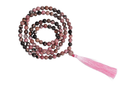 Rhodonite 108 Prayer Beads Mala 108 Prayer Beads Necklace Jap Mala