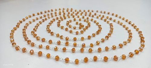 3 Feet Brown Hydro Quartz Rondelle Faceted 4mm Beaded Rosary Chain