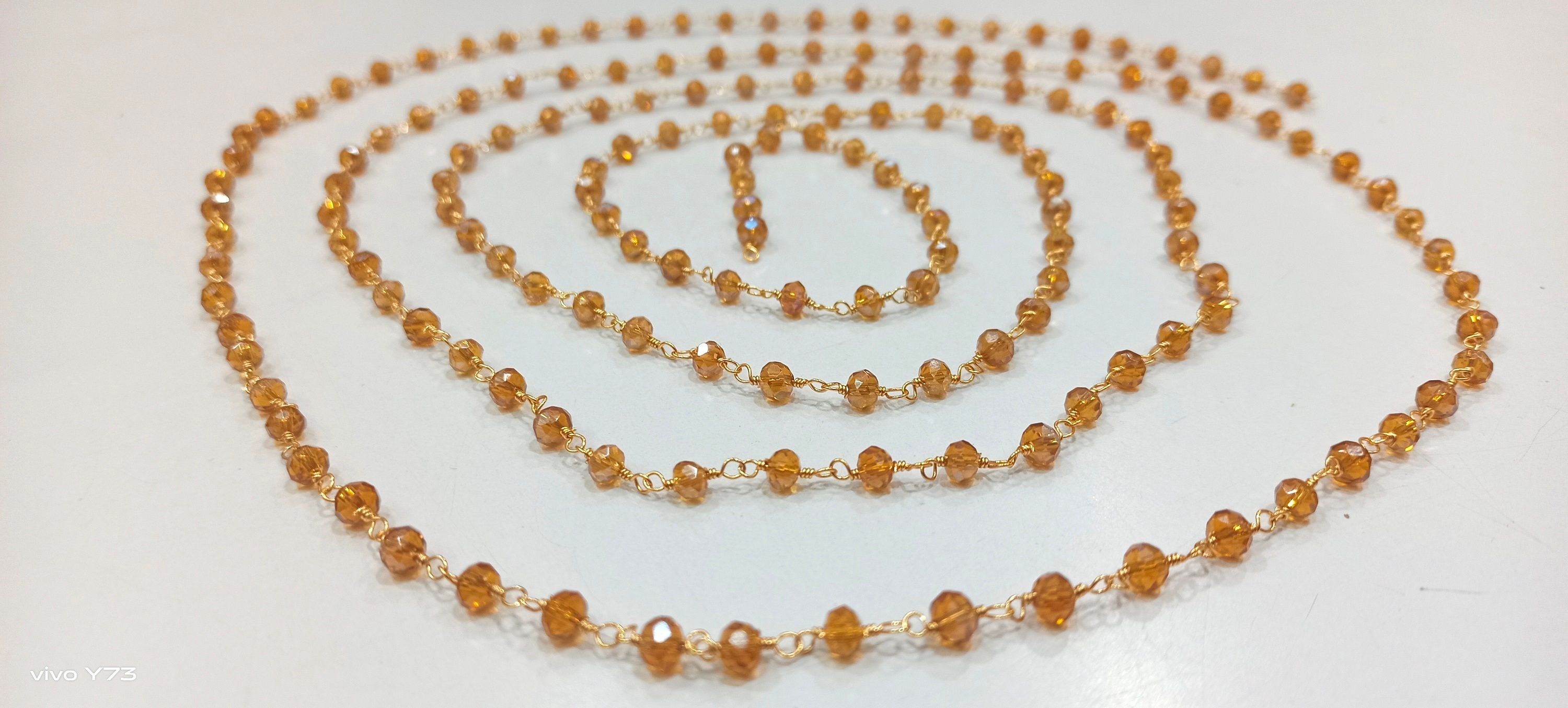 3 Feet Brown Hydro Quartz Rondelle Faceted 4mm Beaded Rosary Chain