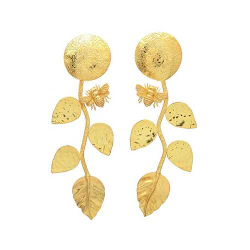 designer dangle leaf earring gold plated