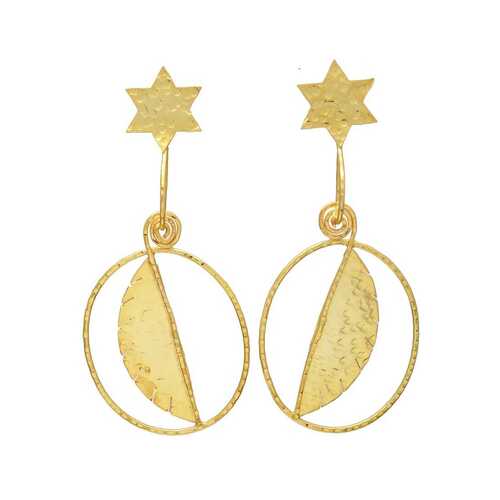 star and half moon dangle earring