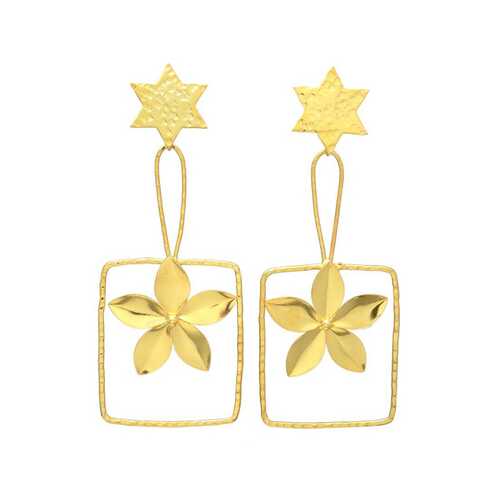 star and flower dangle earring