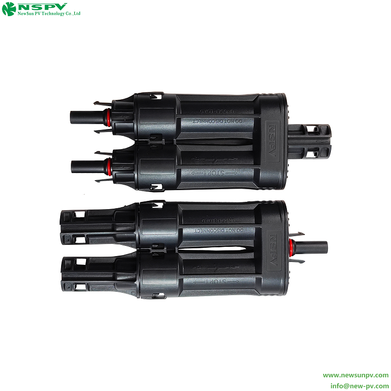 IP68 Waterproof Solar 2 To 1 Fuse Branch Connectors For Solar System Protection 2 Male To 1 Female