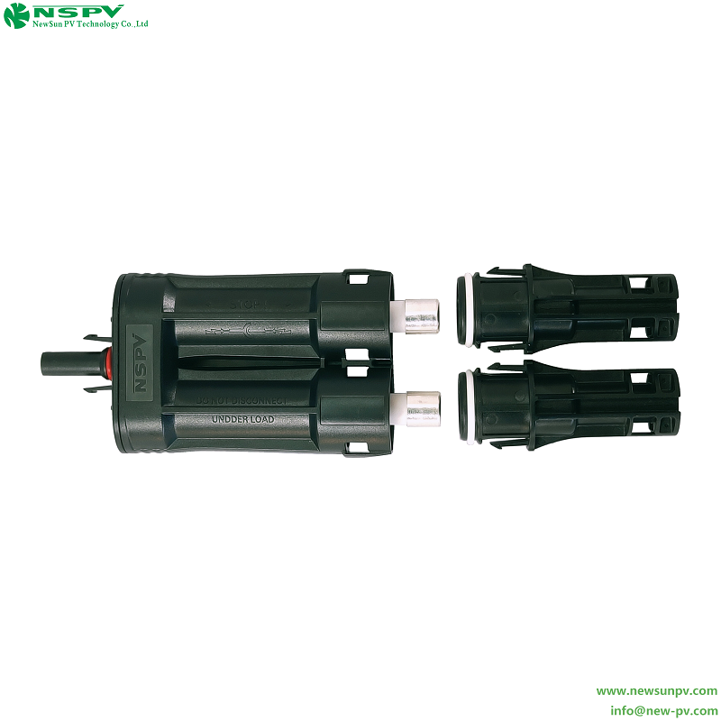IP68 Waterproof Solar 2 To 1 Fuse Branch Connectors For Solar System Protection 2 Male To 1 Female
