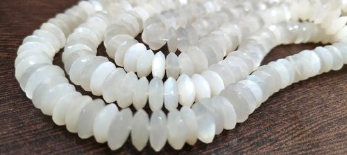 Natural White Moonstone Faceted German Cut 9-12mm Strand 8''long