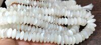 Natural White Moonstone Faceted German Cut 9-12mm Strand 8''long