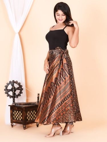 Reversible silk wrap skirt