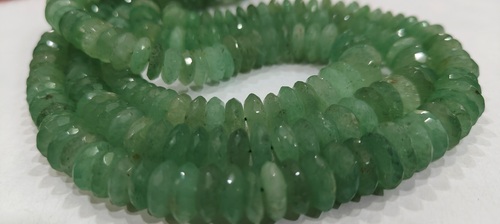 Natural Green Strawberry Quartz Faceted German Cut 9-12mm Strand 8 inches