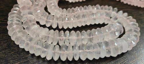 Natural Rose Quartz Faceted German Cut 9-12mm Strand 8 inches long