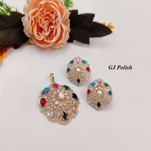 New Style Navratna Locket Set