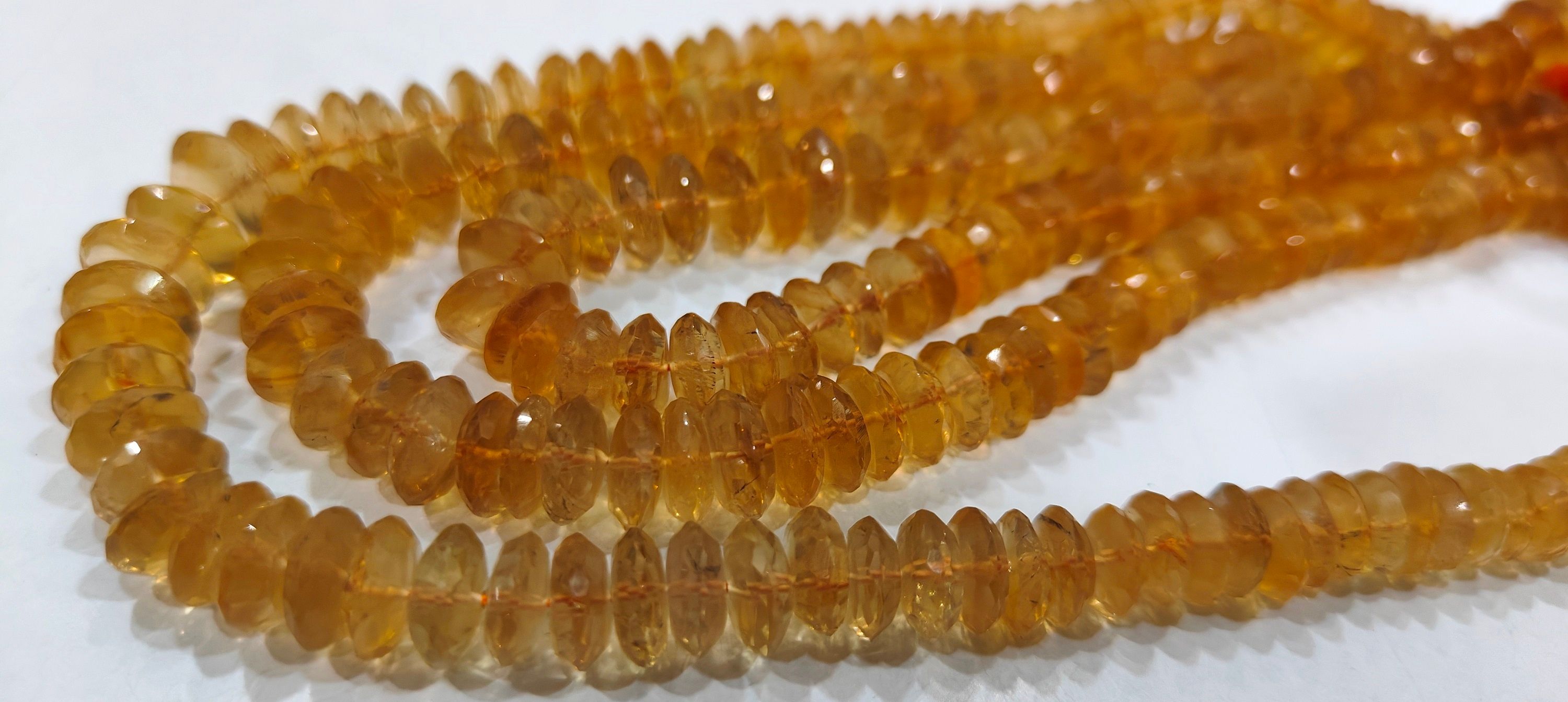 Natural Yellow Citrine Faceted German Cut 9-12mm Strand 8 inches long