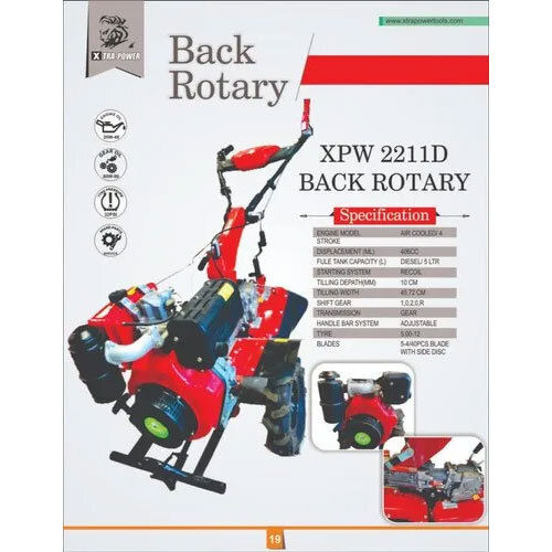 Diesel Engine Back Rotary Weeder - Color: Red  & Black