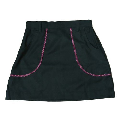 Black School Uniform Skirt With Magenta Stripe