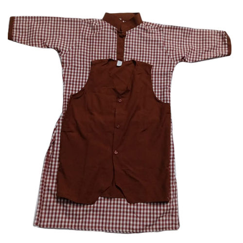 Cotton Brown Check Salwar School Uniform With Jacket