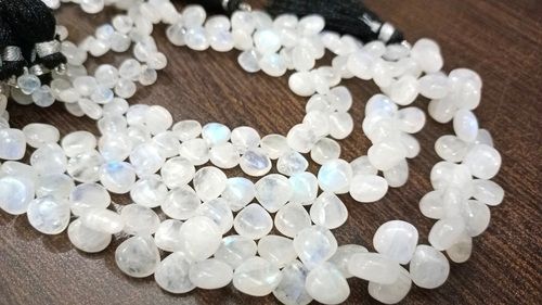 Natural White Rainbow Moonstone Heart Shape Plain 6 to12mm Per Strand 8''Long