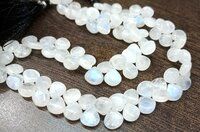 Natural White Rainbow Moonstone Heart Shape Plain 6 to12mm Per Strand 8''Long