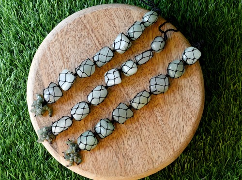 Green Aventurine Tumbled Stone Car Hanger With Chips Tassel, Healing Crystals