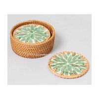 Latest Production Handmade Rattan With Resin Work Tea Coaster For Home And Hotel Decor