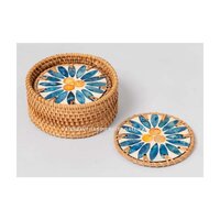 Latest Production Handmade Rattan With Resin Work Tea Coaster For Home And Hotel Decor