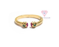 Hot Pink Chalcedony And Green Onyx Gemstone Gold Plated Adjustable Bangle - Brass, 2.5 Inch Adjustable, 33.34 Gram, Handmade Oval And Pear Shape Stones