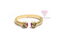 Hot PInk Chalcedony And Green Onyx Gemstone Gold Plated Adjustable Bangle