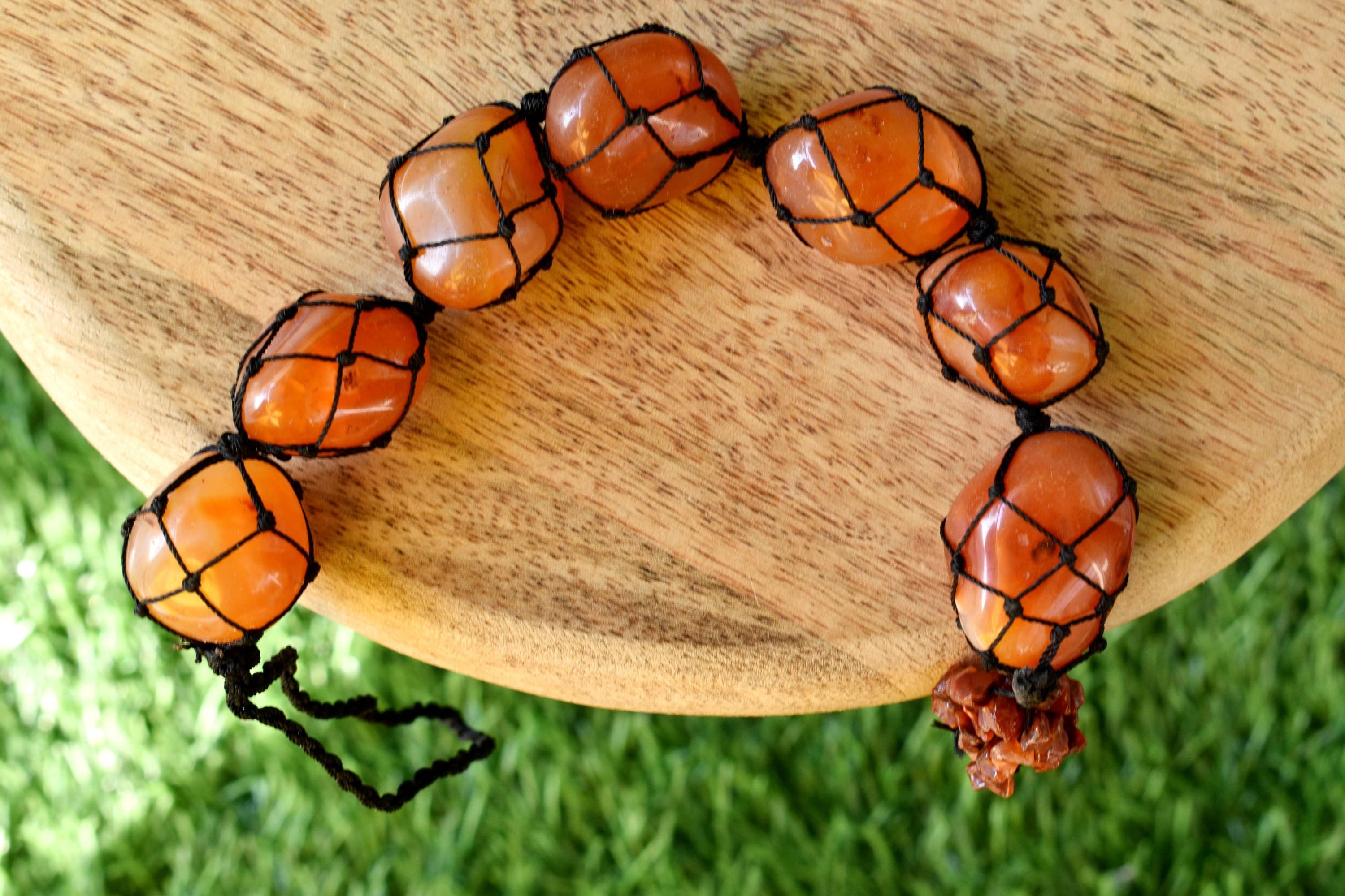 Carnelian Tumbled Stone Car Hanger With Chips Tassel, Healing Crystals