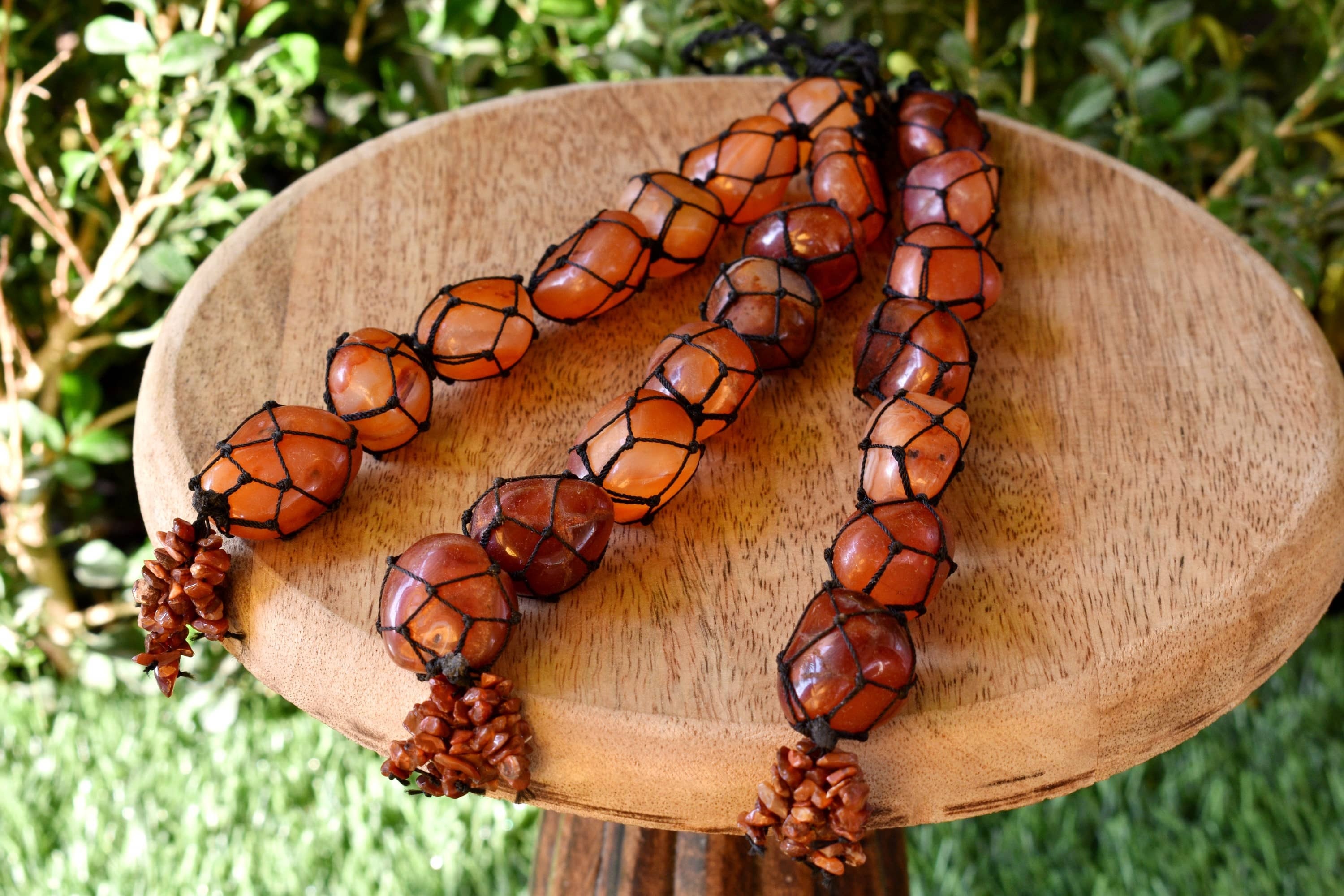 Carnelian Tumbled Stone Car Hanger With Chips Tassel, Healing Crystals