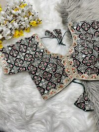 FANCY BLOUSE - Heavy Fox Georgette, Free Size 38-42, Multicolour, Short Sleeves, Padded with Belt , Ideal for Elegant Occasions