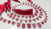 Natural Ruby Pear Shape Plain 5x7 To 8x12mm Ruby Per Strand 8 Inches Long - Beads Colour: Pink