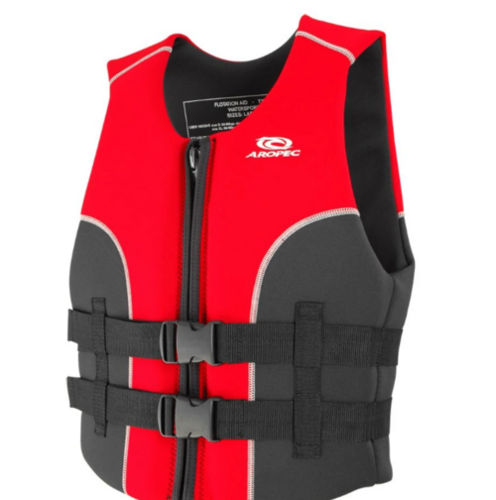 EPE Foam Red & Black Aropec Neoprene Life Jacket, For Sea Patrolling/ Neoprene Life Jacket/