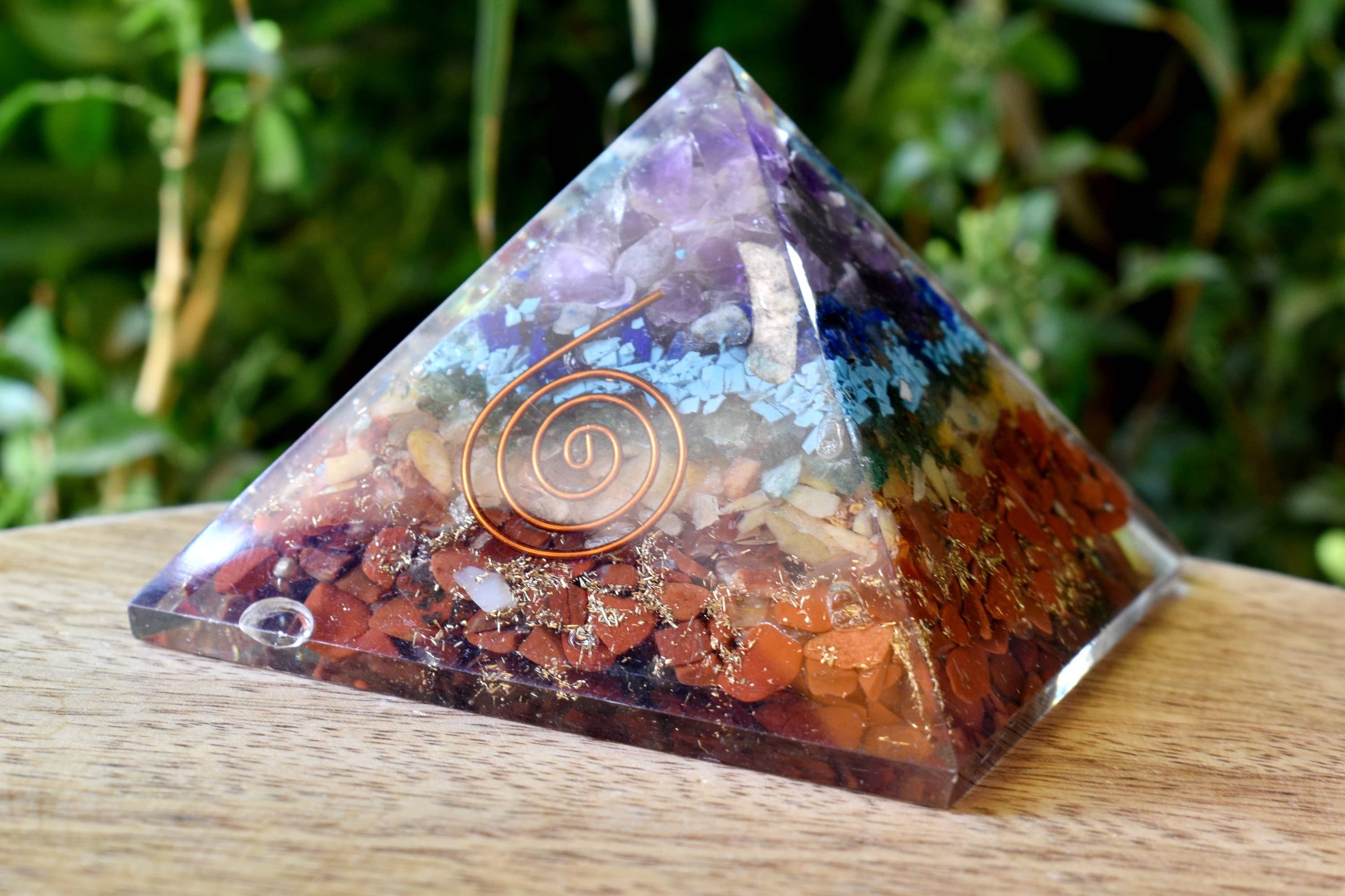 7 Chakra Orgone pyramid With Clear Quartz Crystal Pencil