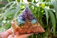 7 Chakra Orgone pyramid With Clear Quartz Crystal Pencil