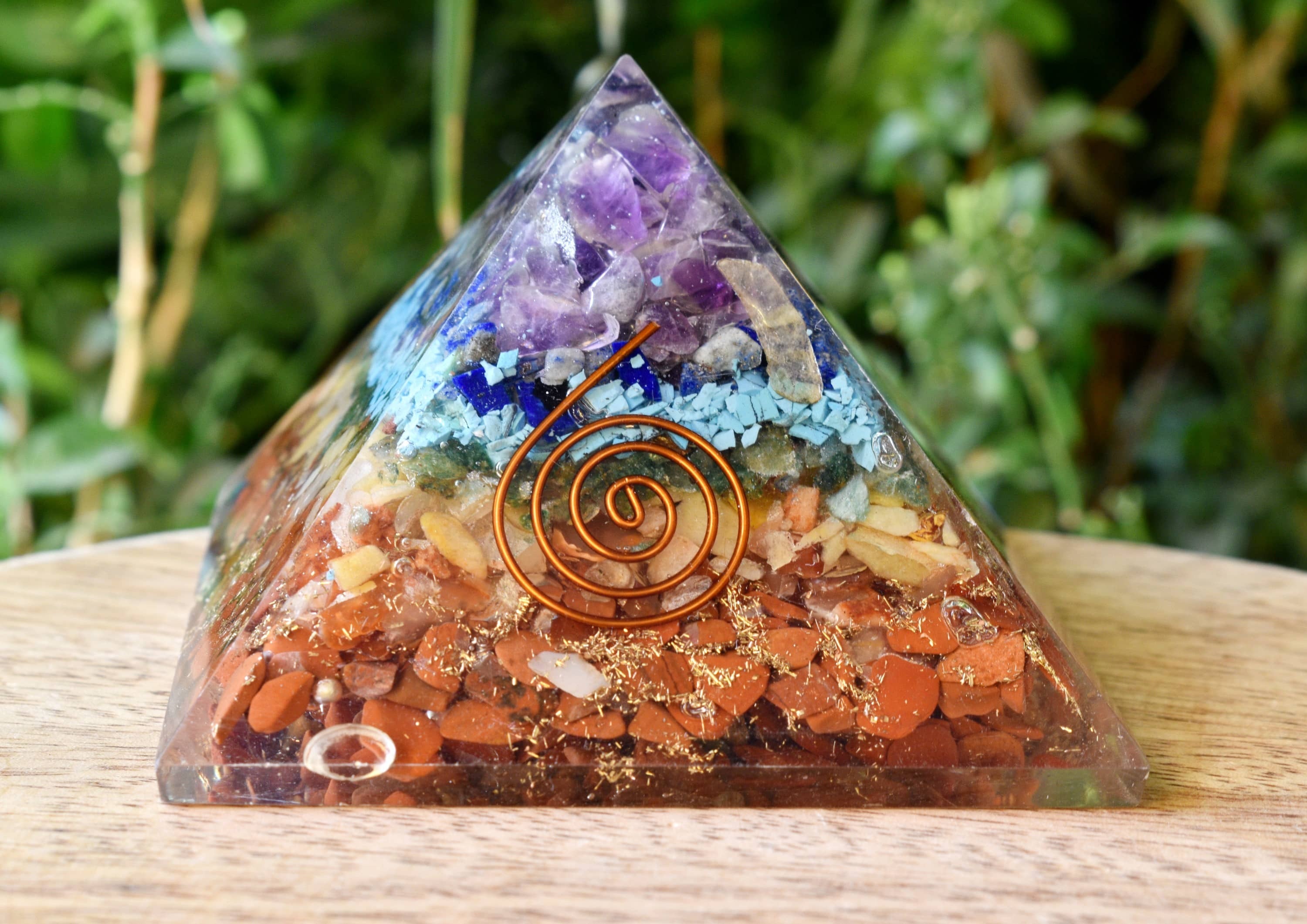 7 Chakra Orgone pyramid With Clear Quartz Crystal Pencil