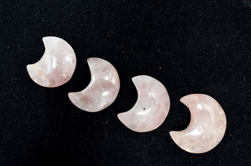 Rose Quartz  Gemstone Moon , Crystal Moon , Carved Moon ,Healing Crystal -