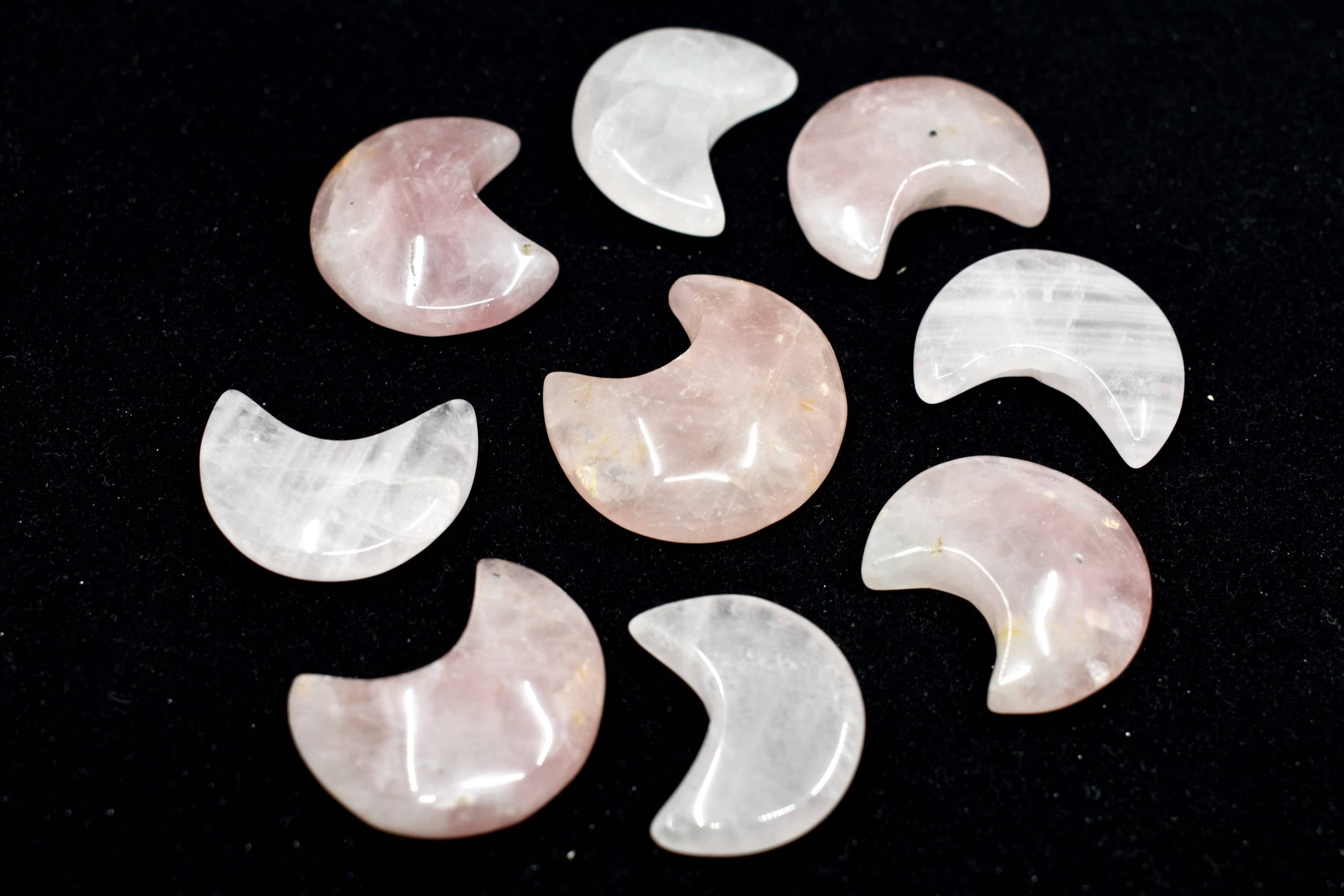 Rose Quartz  Gemstone Moon , Crystal Moon , Carved Moon ,Healing Crystal -