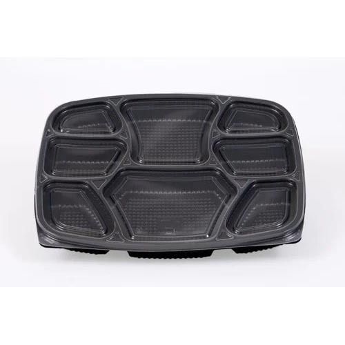 Black 8 Compartment Meal Tray