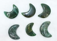 Green Jade Gemstone Moon , Crystal Moon , Carved Moon ,Healing Crystal -