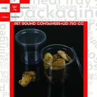 Pet Food Container 750ml - Transparent Pet, Circular Shape, Capacity 750ml | Ideal For Food And Salad Packing, Four Available Sizes