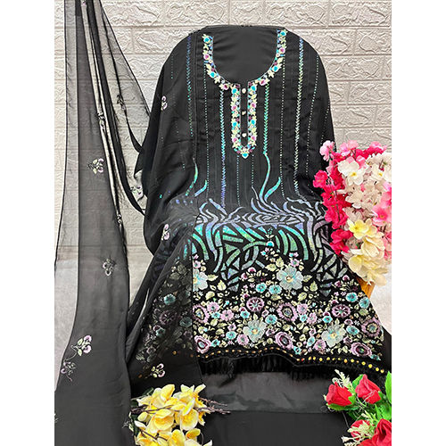 Black Color Pakistani Suit - Color: Multicolor